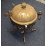 Ornate iron and brass coal scuttle