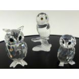 Swarovski Crystal glass Collection of Owls.3 small Owls (3).