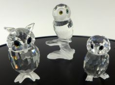 Swarovski Crystal glass Collection of Owls.3 small Owls (3).