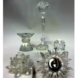 Swarovski Crystal glass Various candle sticks and holders including small Lily candle holder,