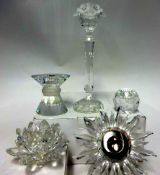 Swarovski Crystal glass Various candle sticks and holders including small Lily candle holder,