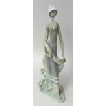 Lladro figure woman with deer. Height 47cm.