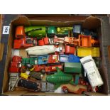 Twenty two play worn Dinky Toys, Corgi Toys and other commercial vehicles