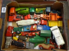 Twenty two play worn Dinky Toys, Corgi Toys and other commercial vehicles