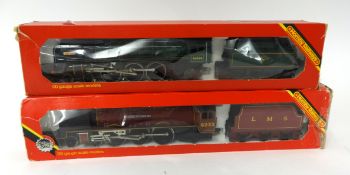 Two Hornby double O gage locomotives, boxed.