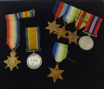 A Great War pair of medals stamped 94859 GNR. J.Ford R.F.A. also five WWII medals named including