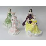 Four porcelain figurines including Coalport (4)