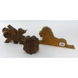 Three carved wood 3D model puzzles