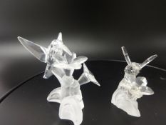 Swarovski Crystal glass Hummingbird and Bee on flower stems, Limited editions.