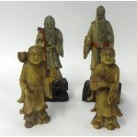 Two pairs of soap stone figures of scribes (4)