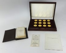 Boxed collection of coins, The Treasures of Pompeii comprising 12 fine art medals in a fitted