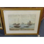 SIMON YEW watercolour, signed, also 'Supply Vessels Aberdeen Harbour' by GRAEME NAIRN 1980.(2)