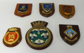 Collection of six naval plaques including Plymouth and Dartmouth