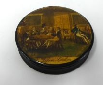 19th Century papier mache snuff box 'Life In London' t/w a 19th century tortoise shell and silver