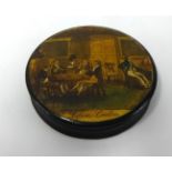 19th Century papier mache snuff box 'Life In London' t/w a 19th century tortoise shell and silver