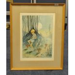 Four pictures including Harry Rountree signed print, after G M Luckratt print of a fairy and etc