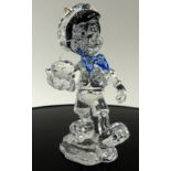 Swarovski Crystal glass Pinocchio 70 Anniversary and Jiminy cricket star on mirror stand.