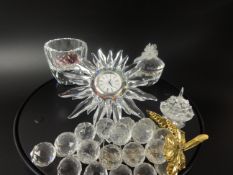 Swarovski Crystal glass Miscellaneous lot comprising of a bunch of grapes (on mirror base), birthday