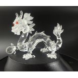 Swarovski Crystal glass Fabulous Creatures Anniversary Edition 1997 The Dragon with mirror stand.