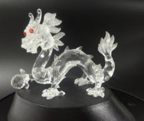 Swarovski Crystal glass Fabulous Creatures Anniversary Edition 1997 The Dragon with mirror stand.