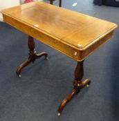 A Victorian walnut side table with hinged top, width 93cm.