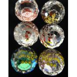 Swarovski Crystal glass Collection of 6 paperweight, 2 Smiley gallery, Lancashire rose, maiden,