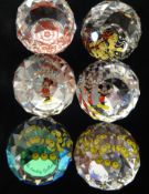 Swarovski Crystal glass Collection of 6 paperweight, 2 Smiley gallery, Lancashire rose, maiden,