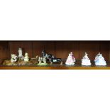 A mixed lot of china ware and ornaments including Beswick and Wade. Also six Coalport figurines with