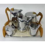 French Piquet Ware tea service together with silver a plated canteen of cutlery.