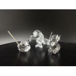 Swarovski Crystal glass Dog, Cat and Mouse, all with wire tails (3).