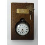 Victorian Watts & Co, key wind, open face pocket watch with stand.