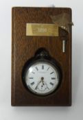 Victorian Watts & Co, key wind, open face pocket watch with stand.