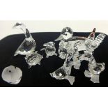 Swarovski Crystal glass Collection of farmyard animals. Rooster, Chicken, Pig, Mouse, 1 large Goose,