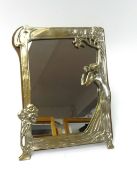 A table mirror of Art Nouveau style in white metal, 36cm x 26cm