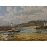 EDWARDS two oil paintings harbour scenes 35cm x 43cm
