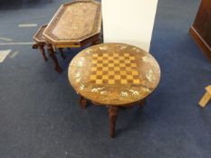 Indian carved wood and inlaid games table
