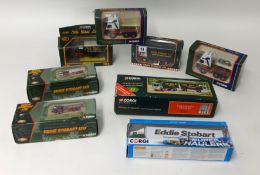 A large collection of Eddie Stobart including Ford cargo box van 59601, Volvo tractor CC12405, AEC