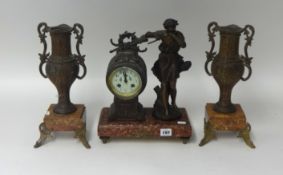 Three piece French garniture clock set