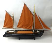 A scale model of The Shamrock, Tamar Sailing Bard. The original is moored at National Trust Cotehele