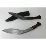 Post WWII issue Kukri knife (issue style) t/w WWII post mark 3 style Kukri.