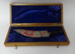 A Ghurkha Kukri knife, in presentation case,