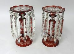 Pair Bohemian glass lustres, 25cm