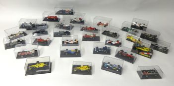 Collection of boxed racing cars including Burago McLaren Mercedes MP4 -26 Lewis Hamilton etc. (43)