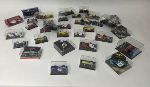 Collection of racing cars boxed including Onyx, Benetton Ford, Williams Renault, Corgi Limited