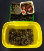 A large collection of Meccano wheels and tyres etc.