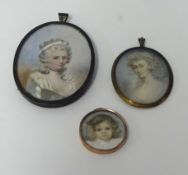 Three 19th century and later portrait miniature paintings.