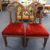 A pair of 19th century hall chairs, an oak bureau bookcase and a large mahogany curtain pole.