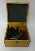 A Sextant, in later pine box