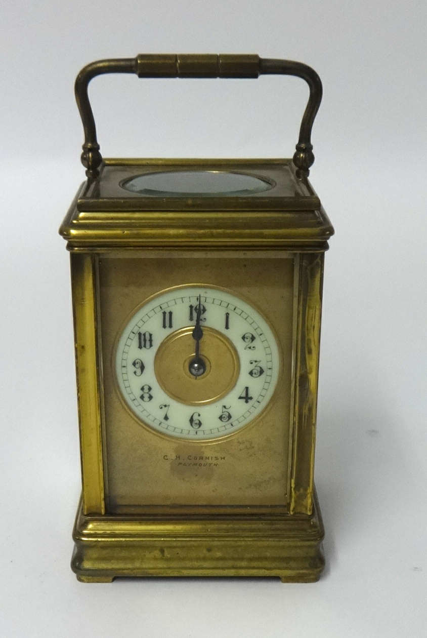 A carriage clock, C.H.Cornish, Plymouth.