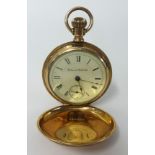 COLUMBUS WATCH CO, a gold plated full hunter pocket watch with keyless movement, and an ornate